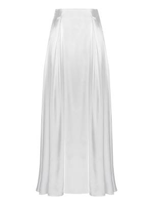 Women Satin High Waist Solid Color A-line Skirt for Evening Party front image