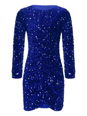 Kids Girls Sequin Long Sleeve Front Ruched Prom Bodycon Dress front image