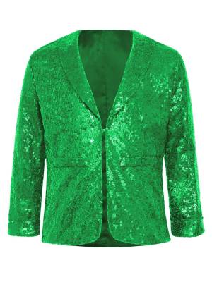 Kids Christmas Sequins Lapel Collar Long Sleeve Party Jacket