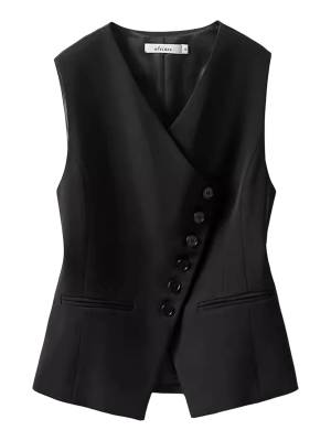 Women V-neck Sleeveless Button-down Solid Color Office Vest front image