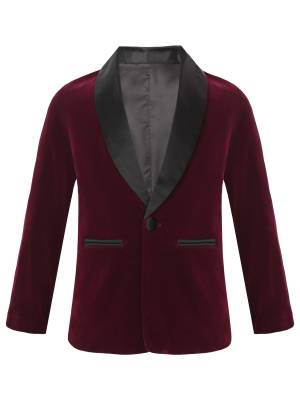 Kids Boys Long Sleeve Lapel Velvet Blazer for Formal Occasions front image