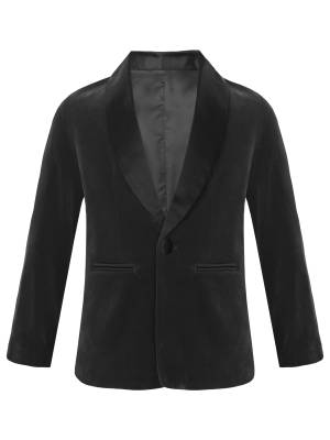 Kids Boys Long Sleeve Lapel Velvet Blazer for Formal Occasions