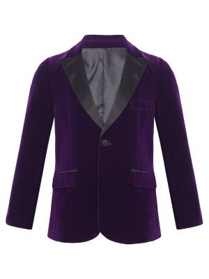 Kids Boys Long Sleeve Lapel Velvet Gentleman Formal Blazer front image