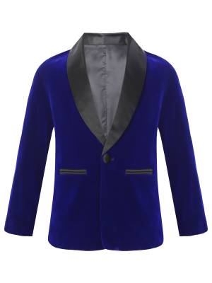 Kids Boys Long Sleeve Lapel Velvet Blazer for Formal Occasions front image
