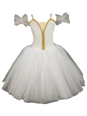 Kids Girls Off the Shoulder Velvet Tutu Dress with Tulle Wristbands front image