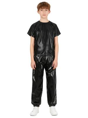 Unisex Kids Hip Hop Dance Outfit 2-Piece Set for Jazz Hip Hop Performance front image