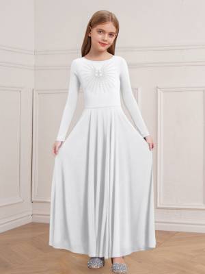 Girls Liturgical Dance Maxi Dress for for Church Choir & Lyrical Praise Dance front image