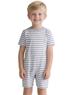 Kids Special Needs Adaptive Clothing Stripe Short Sleeve Autism Sensory Romper front image