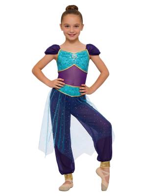 Girls Arabian Princess Tulle Jumpsuit Sequin Costume for Halloween, Belly Dance front image