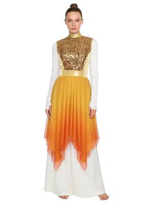 Women Sequin Gradient Sleeveless Liturgical Praise Dance Dress Choir Robe front image