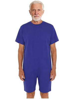 Adults Unisex Anti-strip Adaptive Jumpsuit Short Sleeve Back Zipper Rompers front image