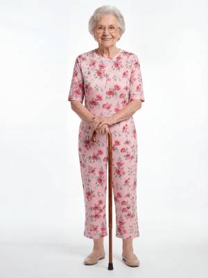 Womens Floral Short Sleeve Back Zipper Anti-strip Adaptive Rompers for Alzheimer front image
