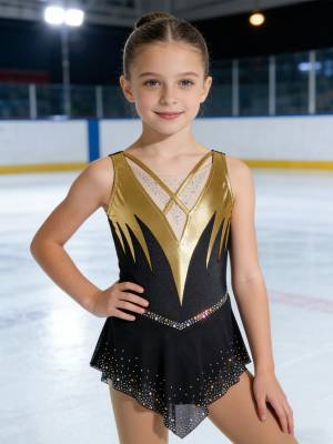 Girls Sleeveless Metallic Rhinetone Figure Skating Dress Gymnastics Leotard front image