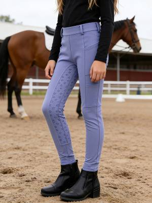Kids Equestrian Full Seat Breeches Anti-Slip Riding Leggings with Multi-Pocket front image