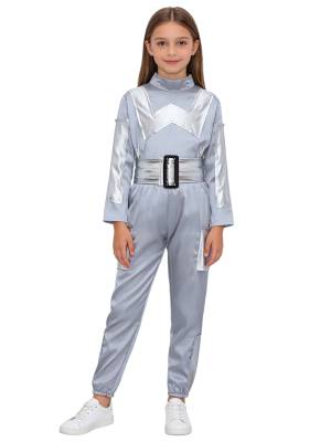 Girls' Alien Costume Shiny Outfits Uniform Astronaut Festival Dress Up Kids Top front image