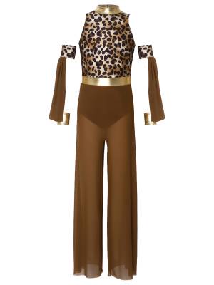 Kids Girls Cave Costumes Dancewear Jumpsuit Dress-Up Romper Design Patchwork front image